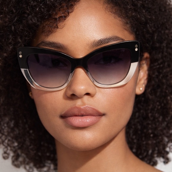 Henri Bendel Black and Gray Cat-Eye Sunglasses - Picture 3 of 6